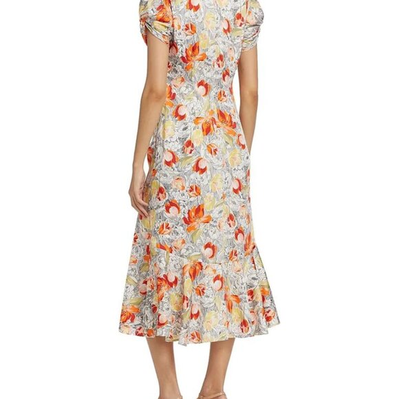 Cinq à Sept Floral Center Ruched Walker Dress Size 14 - Picture 3 of 5